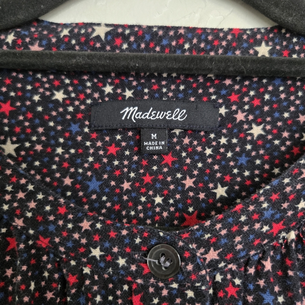 Madewell Starry Night Button Up Red Blue Top, M - Picture 8 of 10